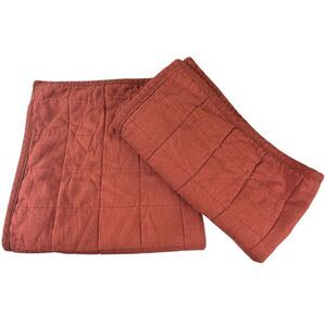 Target Casaluna Heavyweight Linen Blend Bed Quilted Euro Shams Dark Clay Rust